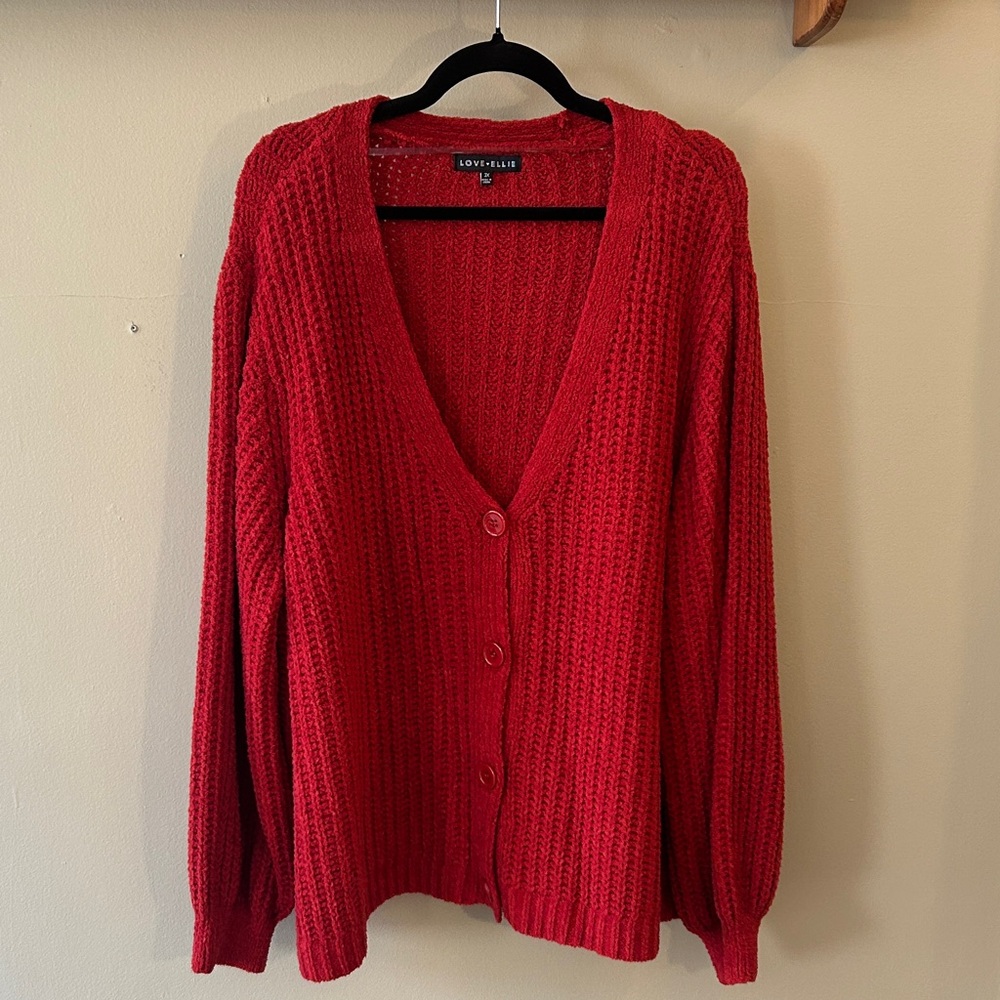 Women's Vibrant Red Cardigan